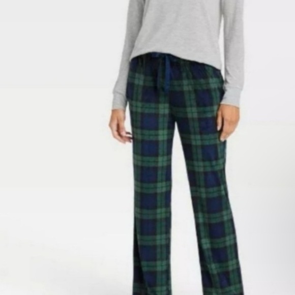 stars above Pants - 🆕 Stars Above Henley Super Soft Plaid Green and Blue Women's PJ Pants - M